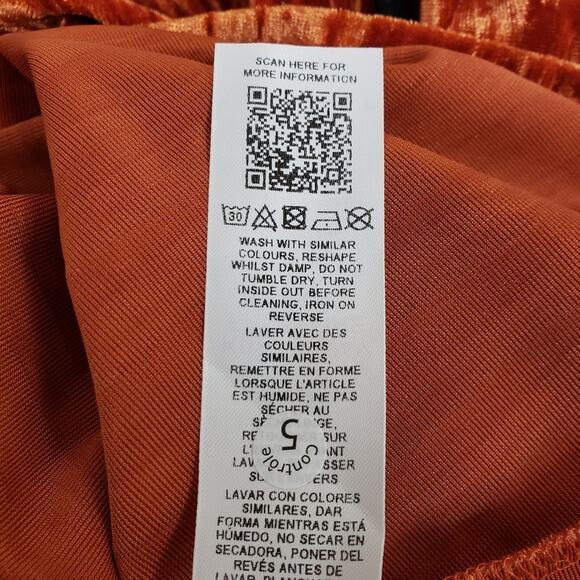 TOPSHOP Womens 6 Balloon Sleeve Velvet Minidress in Orange NEW Fits like 2-4 - Picture 14 of 15